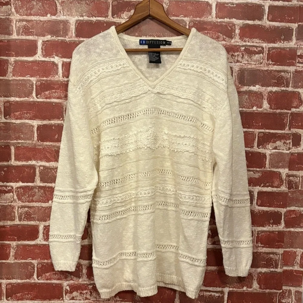 Vintage IB Diffusion  Women's Cream Sweater (m) - Picture 5 of 5